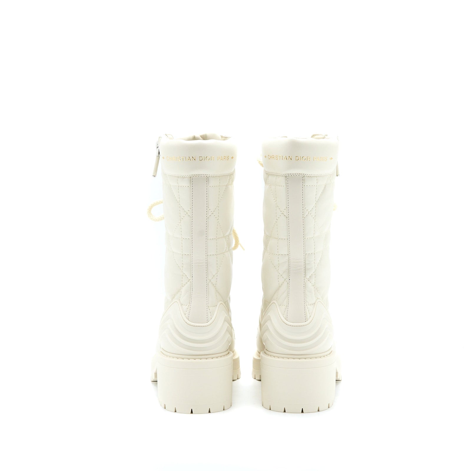 DIOR D-LEADER ANKLE BOOT QUILTED CANNAGE CALFSKIN WHITE SHW