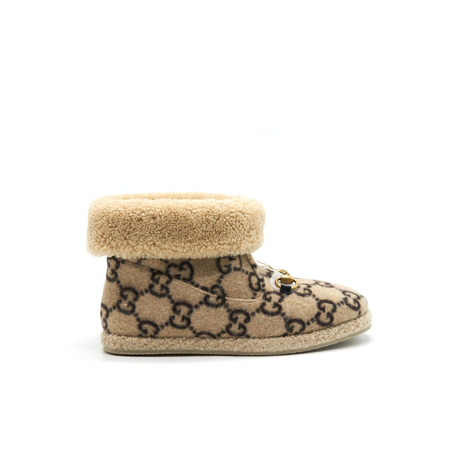 Gucci GG Wool Ankle Boots Beige