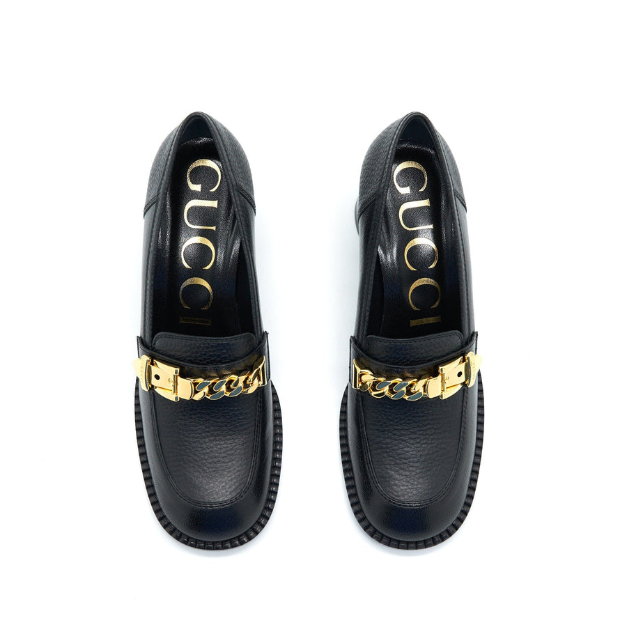 Gucci Sylvia Mid-Heel Pump Black GHW