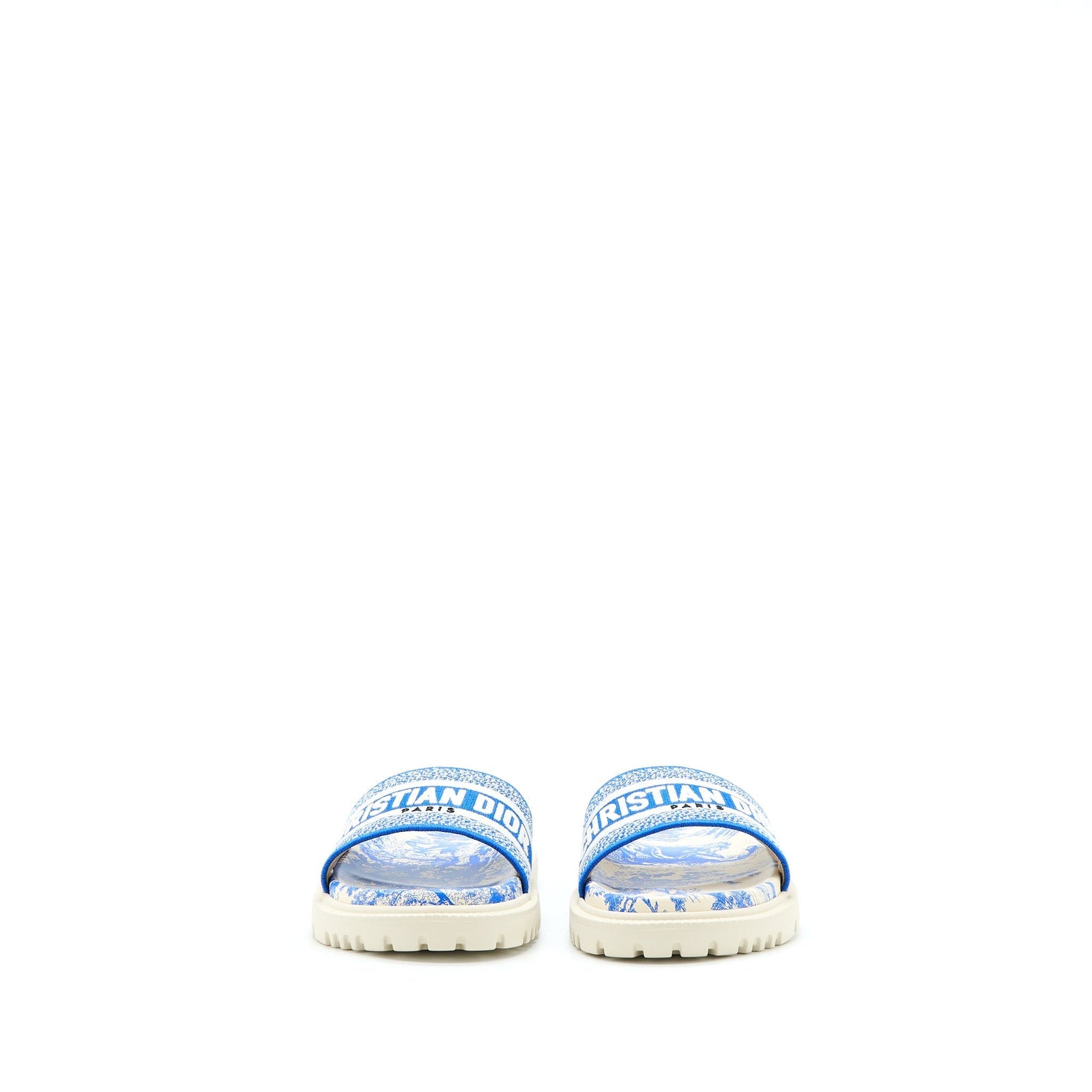 DIOR SANDAL BLUE EMBROIDERED COTTON BLUE/WHITE