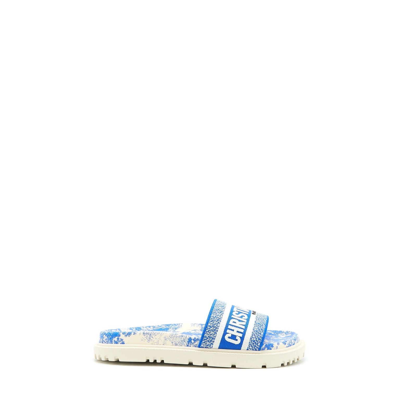 DIOR SANDAL BLUE EMBROIDERED COTTON BLUE/WHITE
