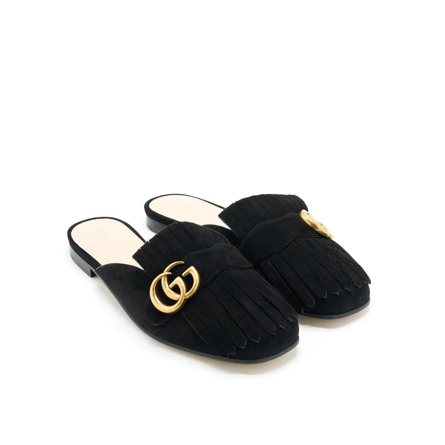 Gucci GG Suede Leather Mules Black