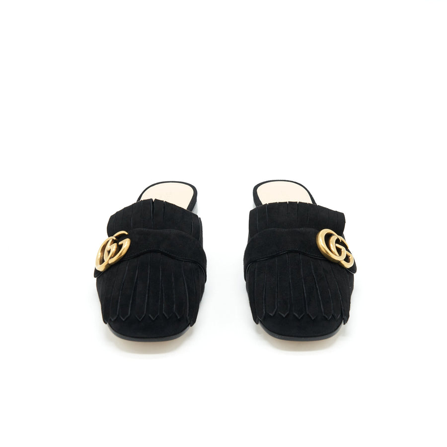 Gucci GG Suede Leather Mules Black