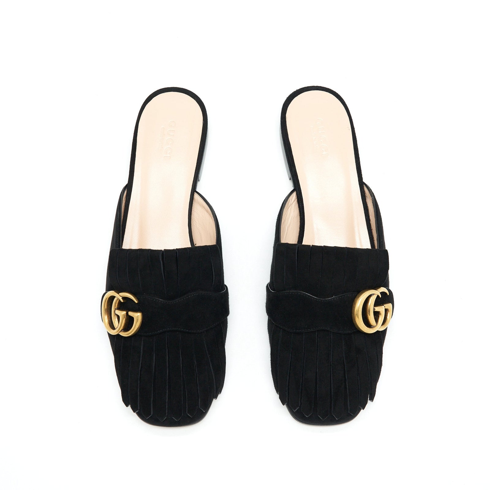 Gucci GG Suede Leather Mules Black
