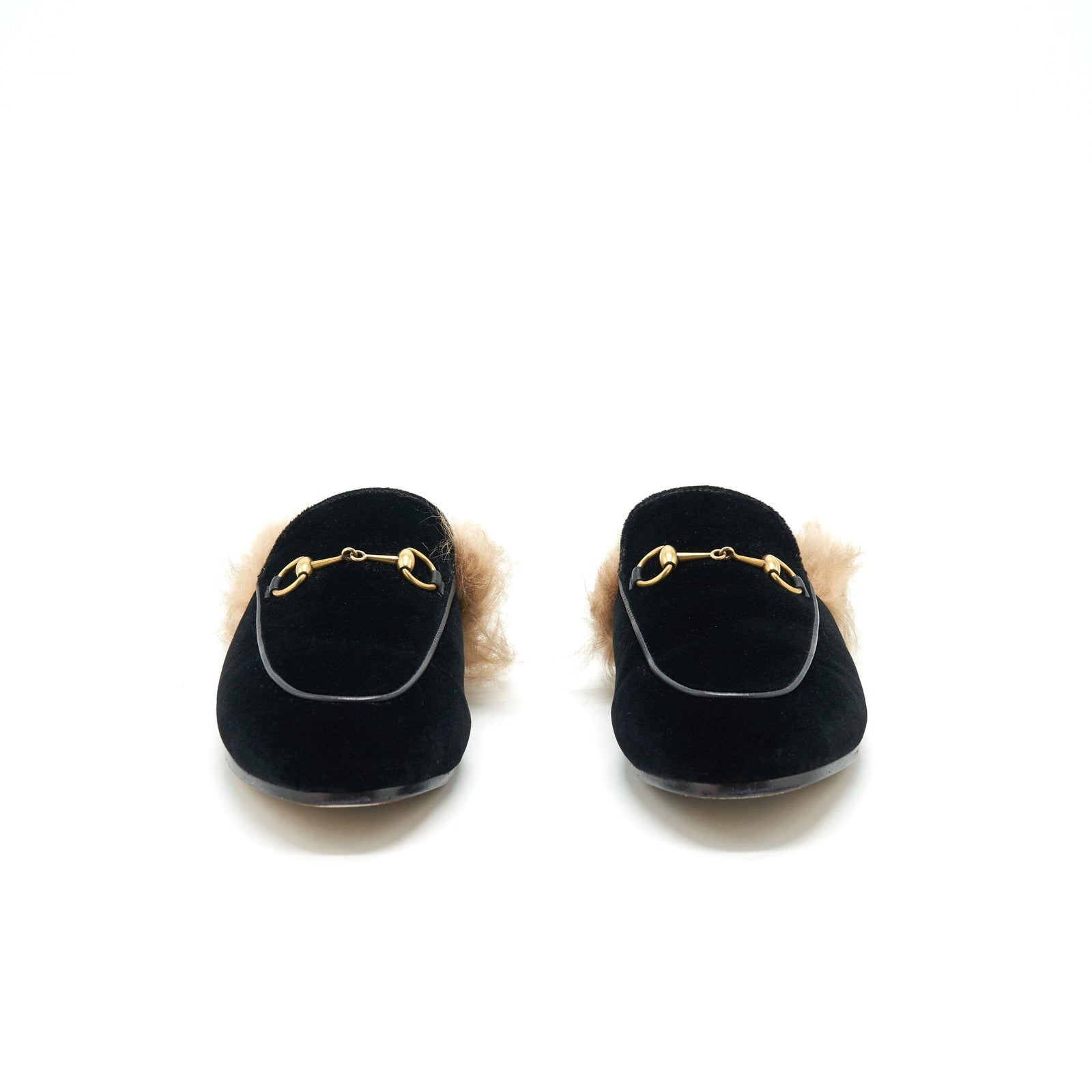 Gucci Velvet Mules Fur Black