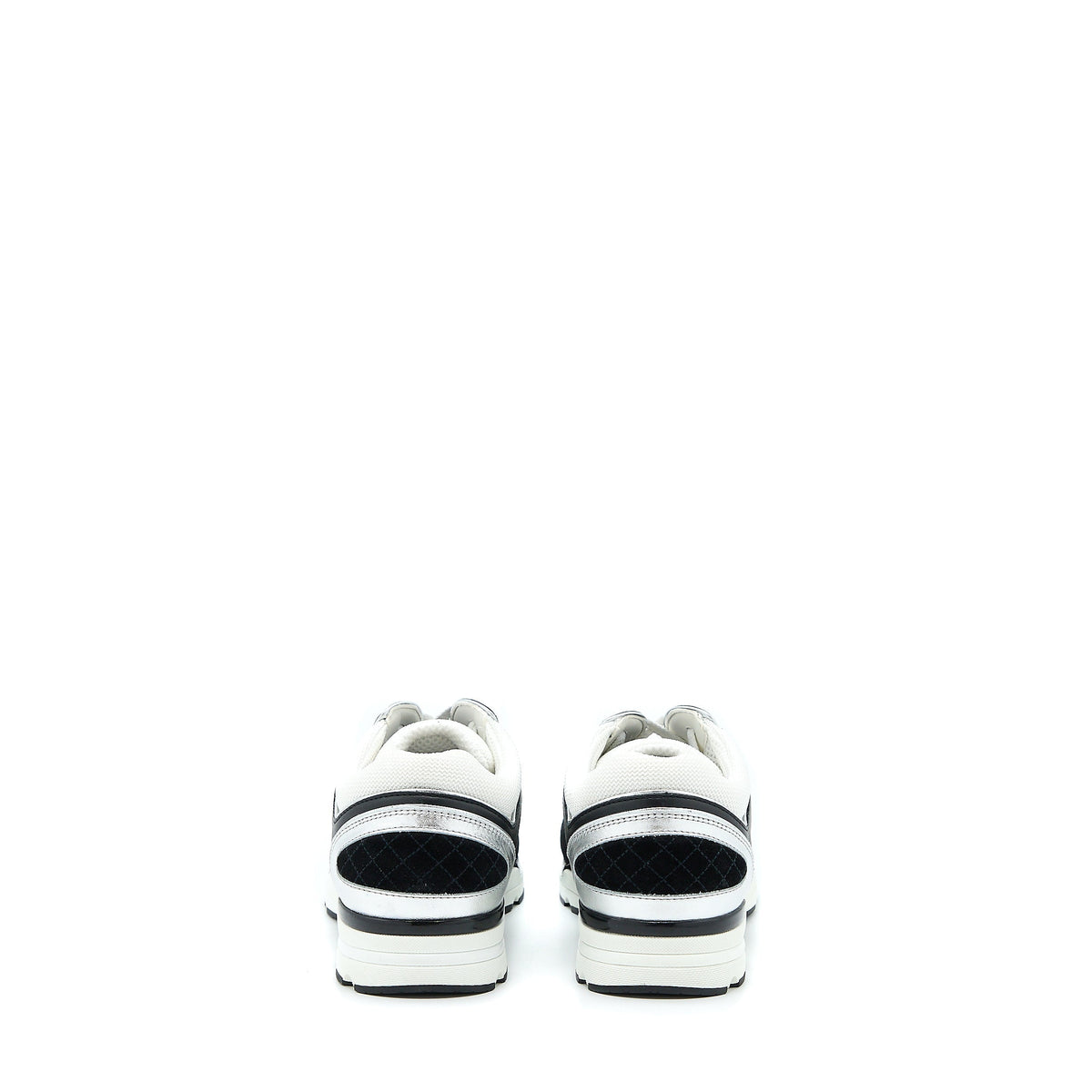 CHANEL TRAINERS SUEDE BLACK/WHITE/SILVER