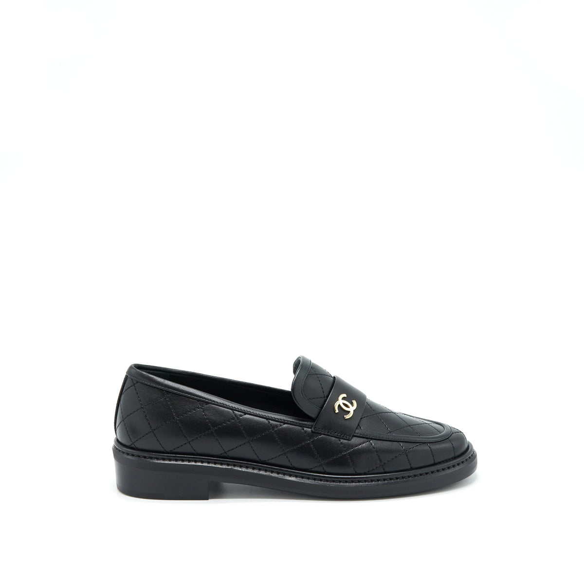 CHANEL QUILTED LEATHER WITH CC LOGO LOAFER BLACK LGHW