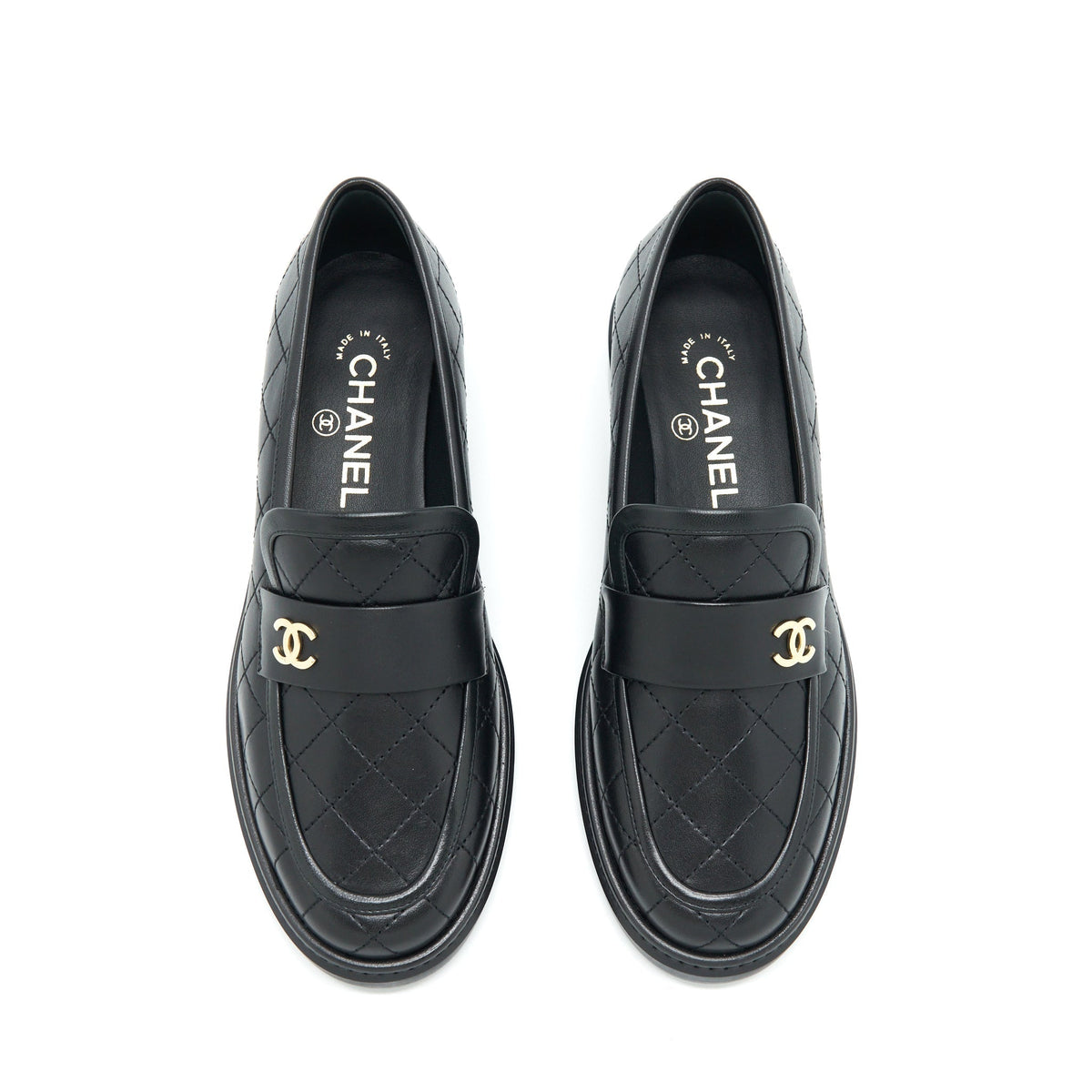CHANEL QUILTED LEATHER WITH CC LOGO LOAFER BLACK LGHW