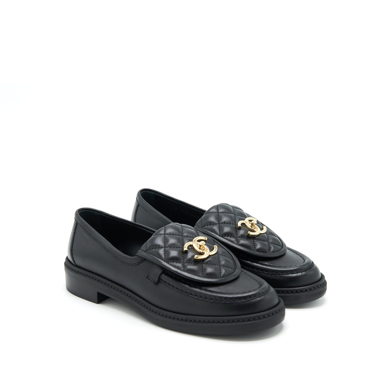 CHANEL 22S QUILTED CC LOGO LOAFER BLACK LGHW