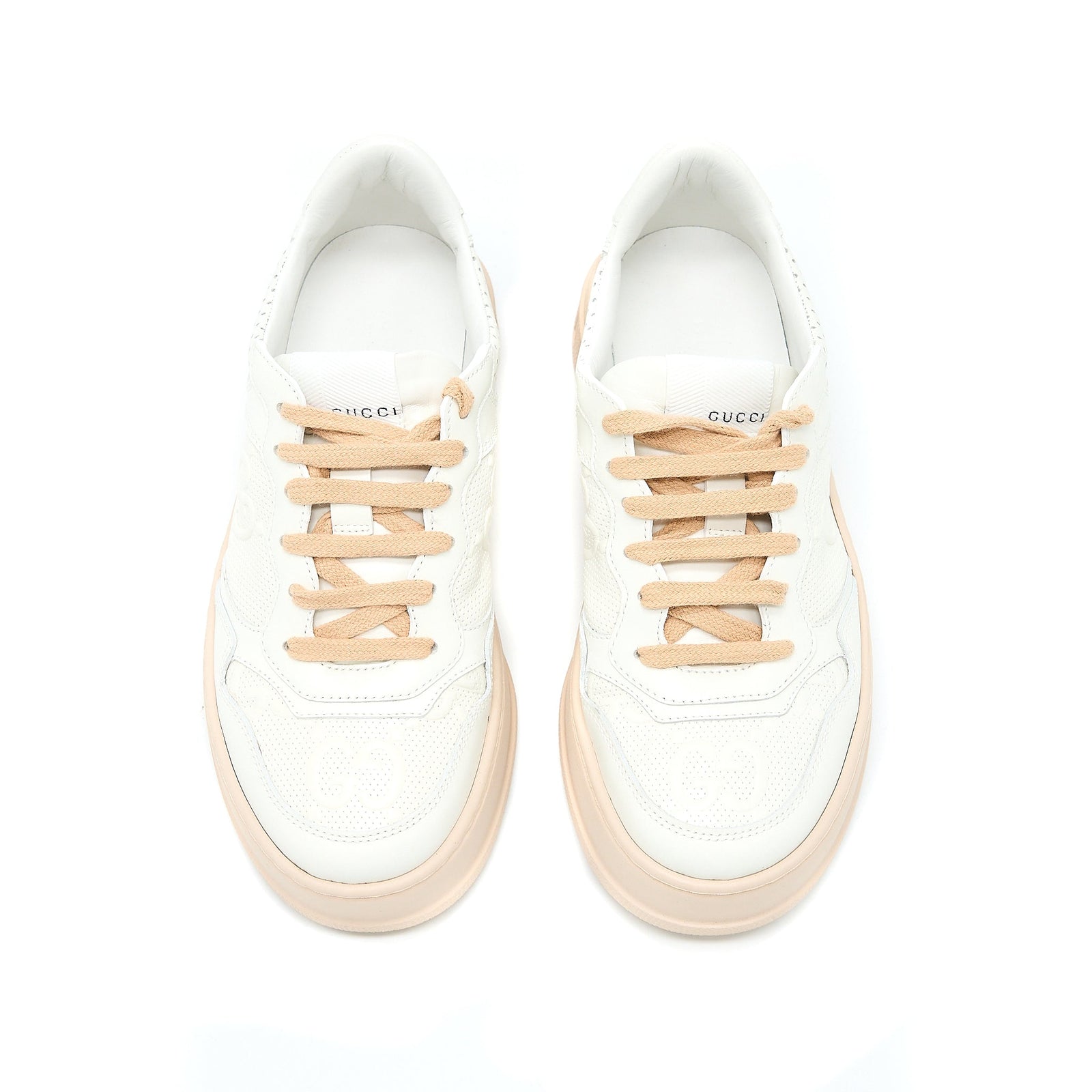 Gucci Women’s GG Embossed Sneaker White/Pink