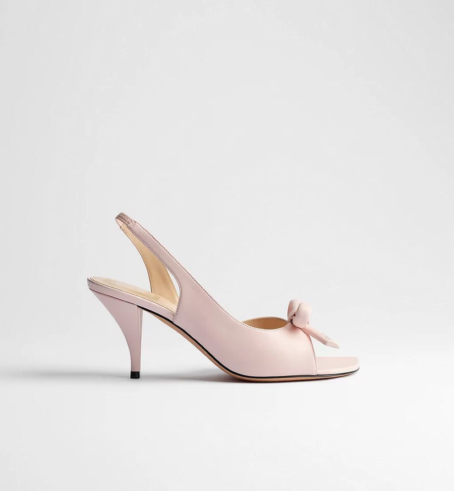 Dior Bow Heeled Slingback Sandal Pink