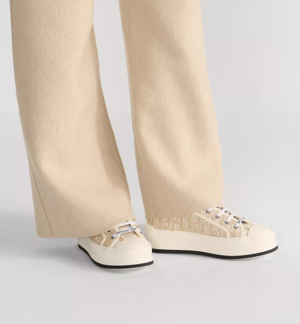 Christian Dior Canvas Walk'n'Dior Low Top Sneaker Taffy White & Beige