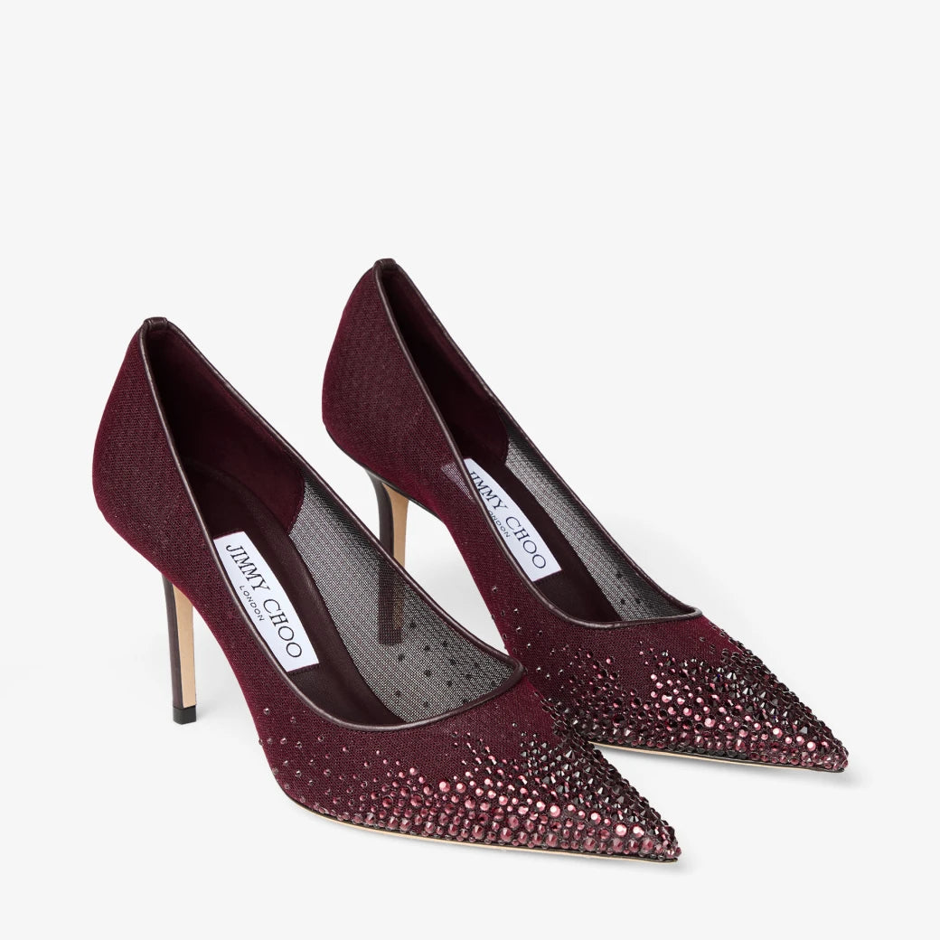 Jimmy Choo Love 85 Crystal-Embellished Leather-Trimmed Mesh Pumps