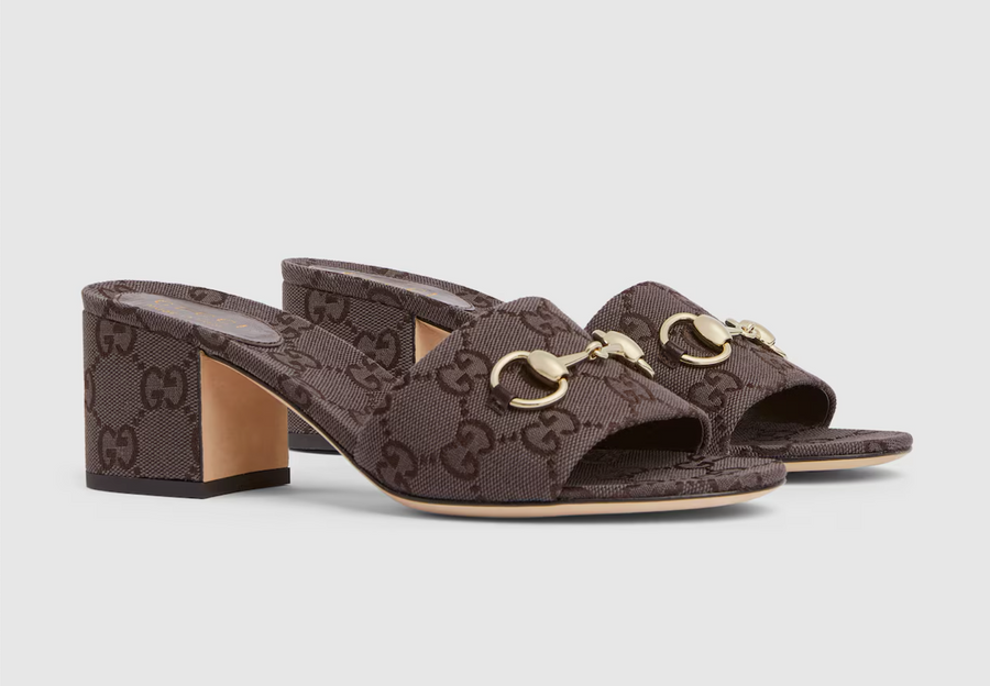 Gucci Platform Slide Sandal With Horsebit Dark Brown