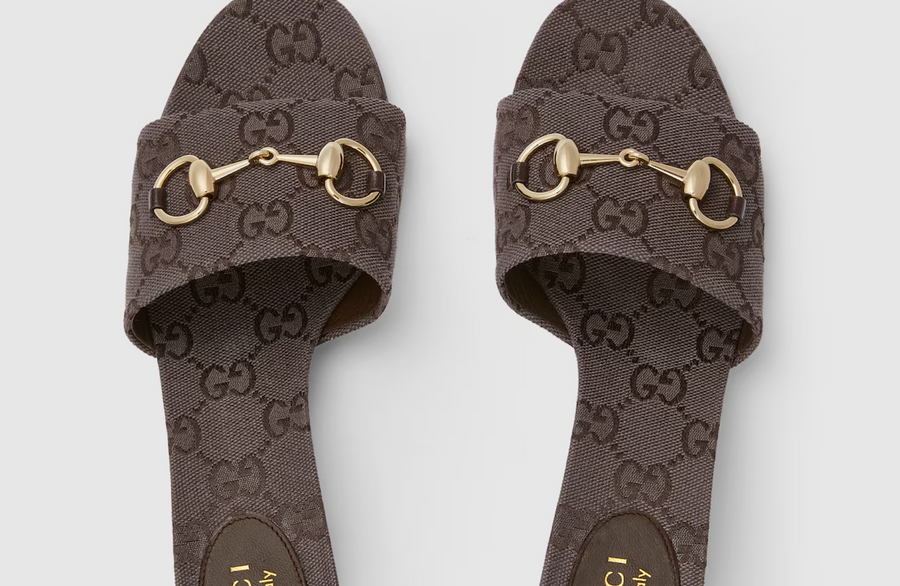 Gucci Platform Slide Sandal With Horsebit Dark Brown