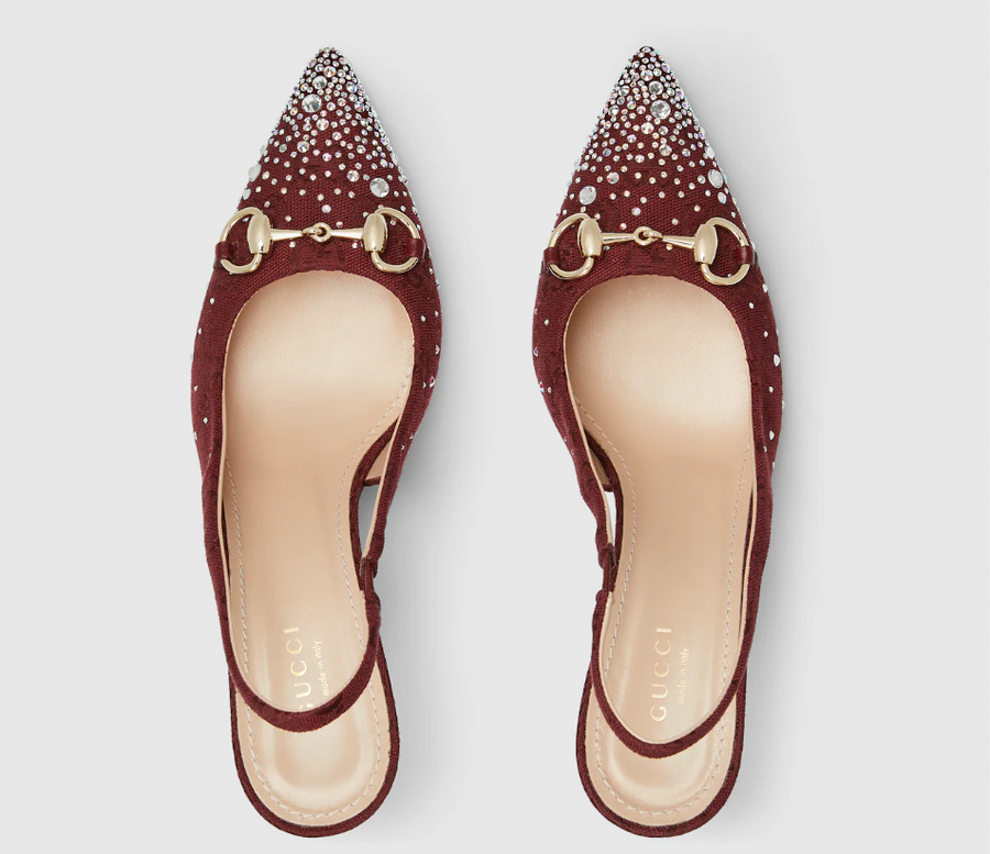 Gucci Slingback Pump with Crystal Horsebit