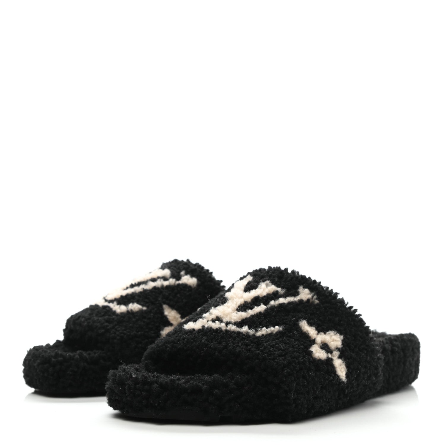 Louis Vuitton Shearling Bom Dia Flat Mule Black - detail