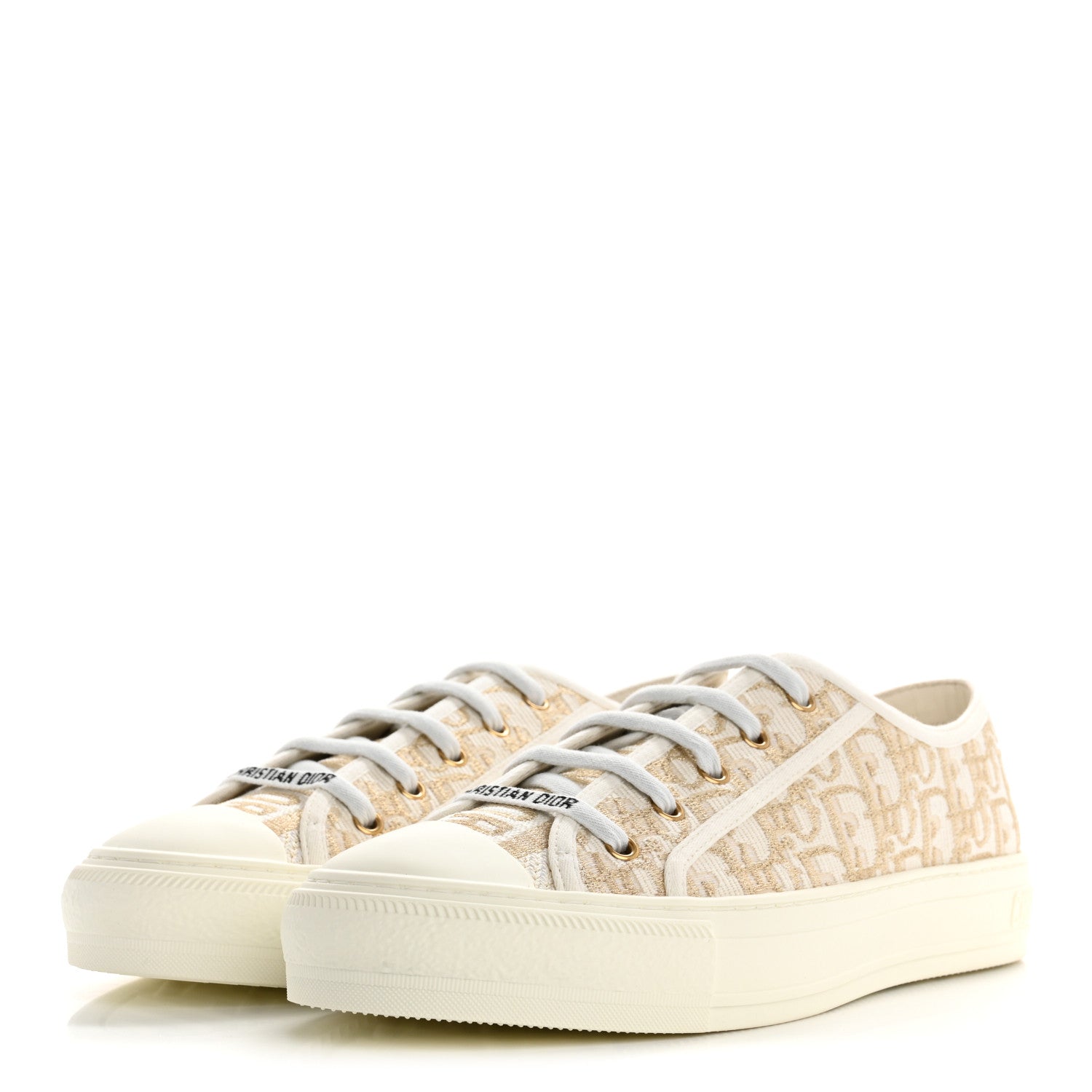 CHRISTIAN DIOR CANVAS OBLIQUE WALK'N'DIOR LOW TOP SNEAKER PALE GOLD