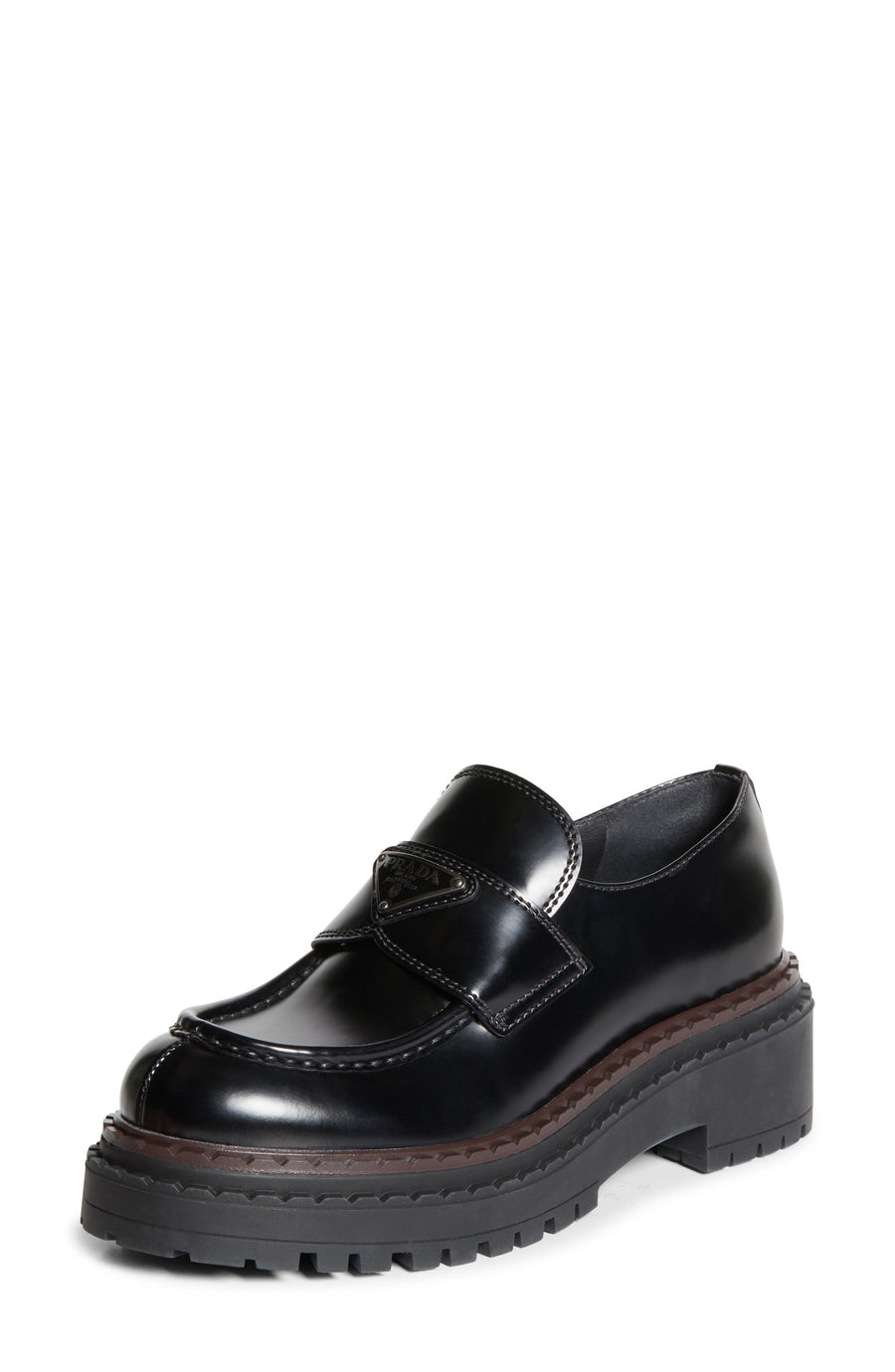 Prada Chocolate Brushed Leather Platform Loafer