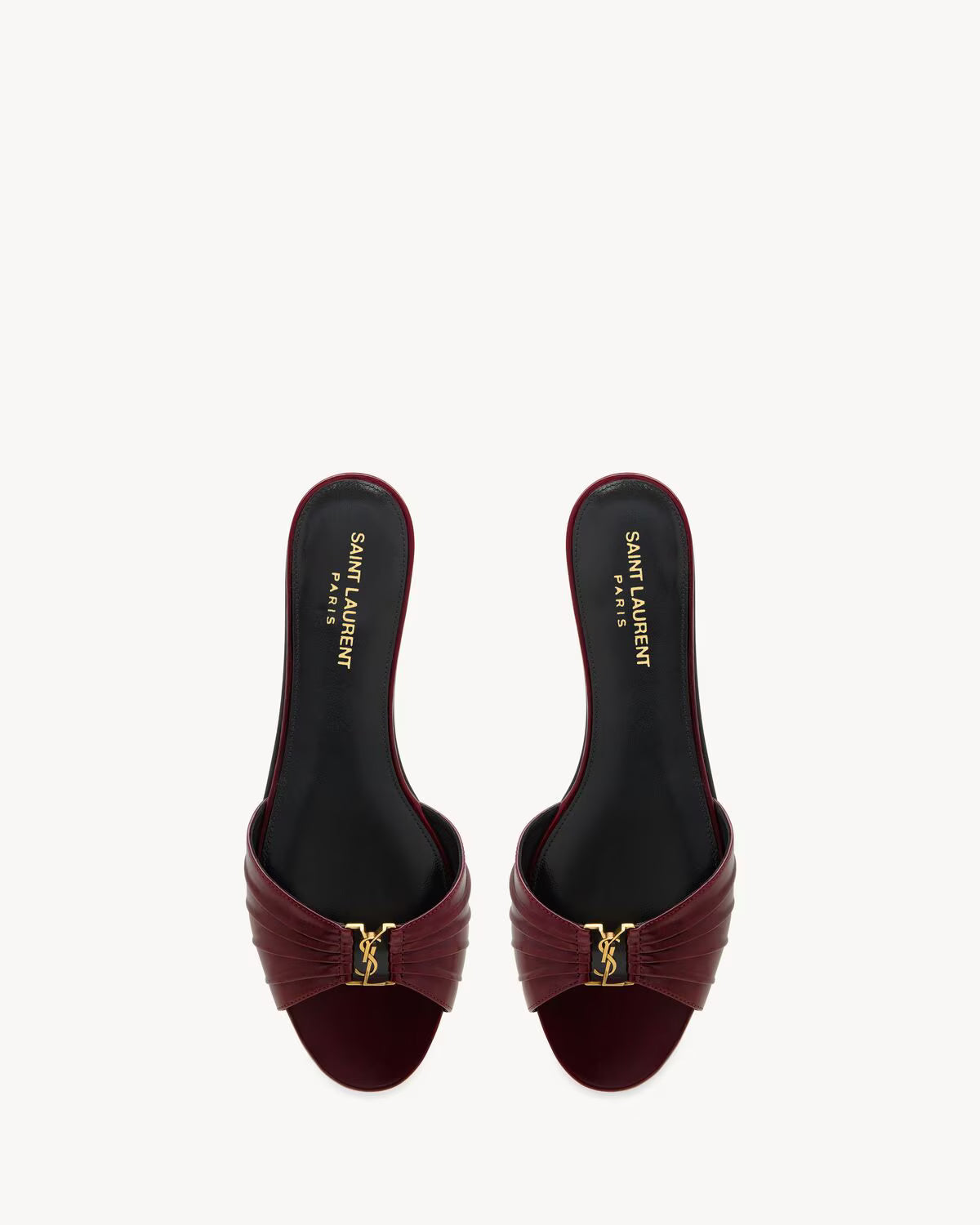 YSL Babylone Slides in Smooth Leather Vintage Bordeaux