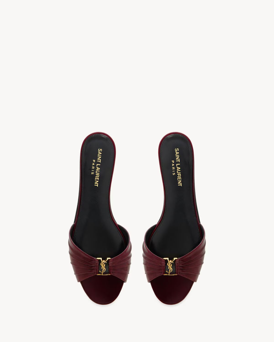 YSL Babylone Slides in Smooth Leather Vintage Bordeaux