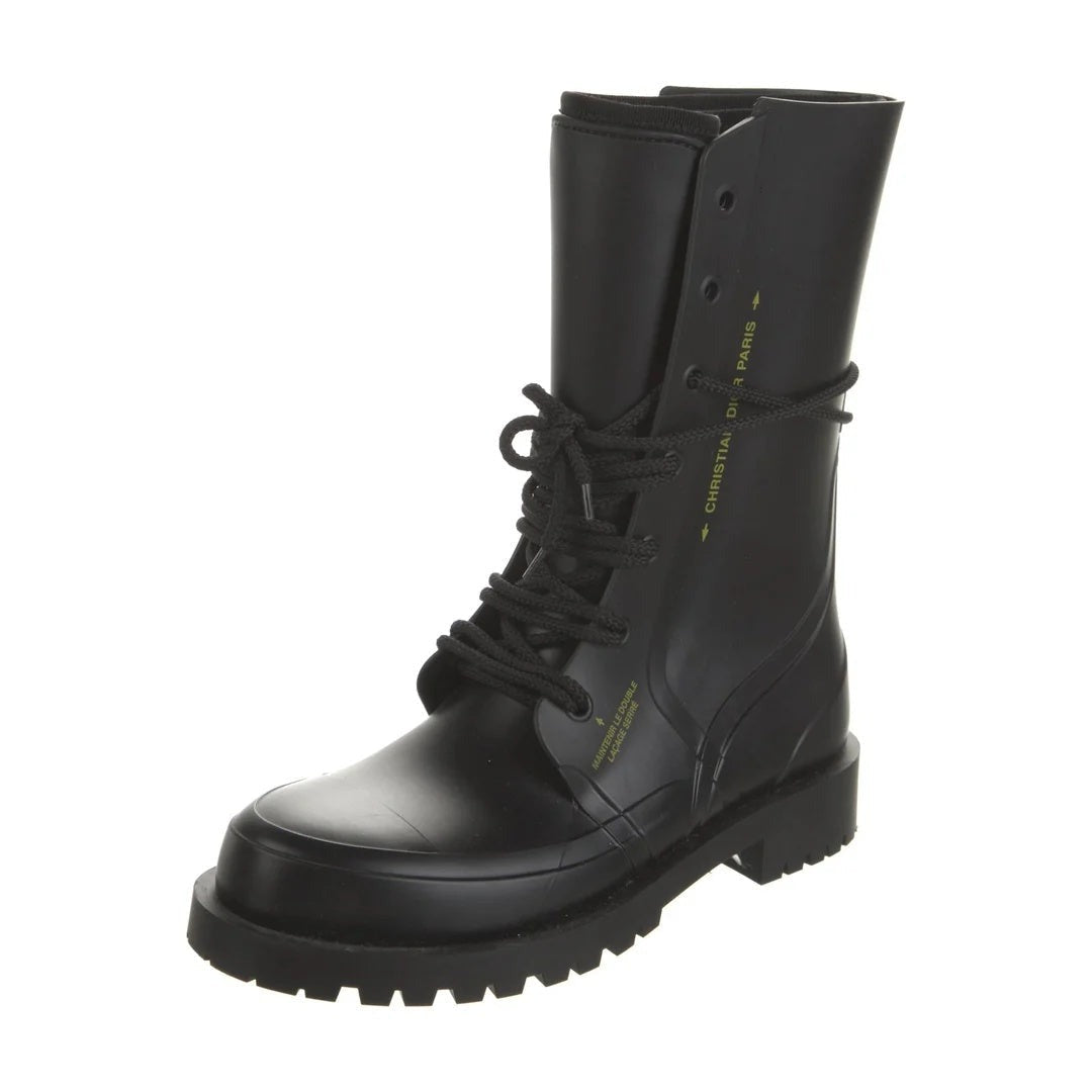 CHRISTIAN DIOR WIND BOOTS RUBBER EMBOSSED BLACK