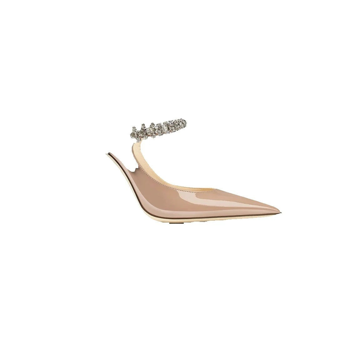 JIMMY CHOO BING PATENT LEATHER MULE RUBY NUDE & BEIGE
