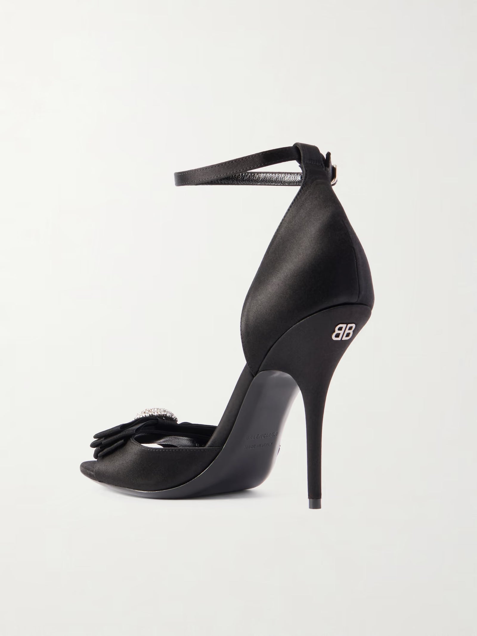 Balenciaga Avenue Palazzo Crystal-embellished Bow-Detailed Satin Sandals