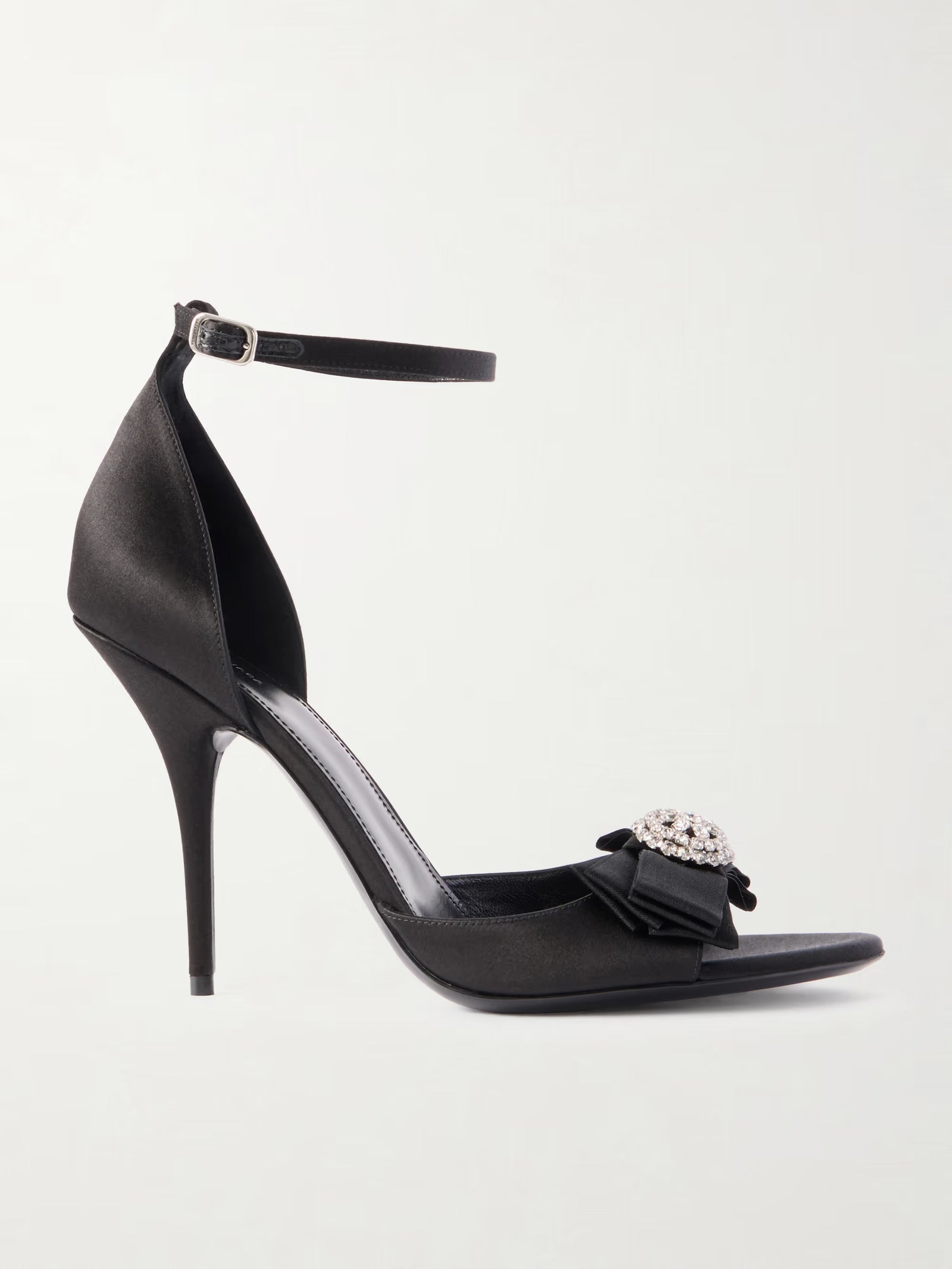 Balenciaga Avenue Palazzo Crystal-embellished Bow-Detailed Satin Sandals