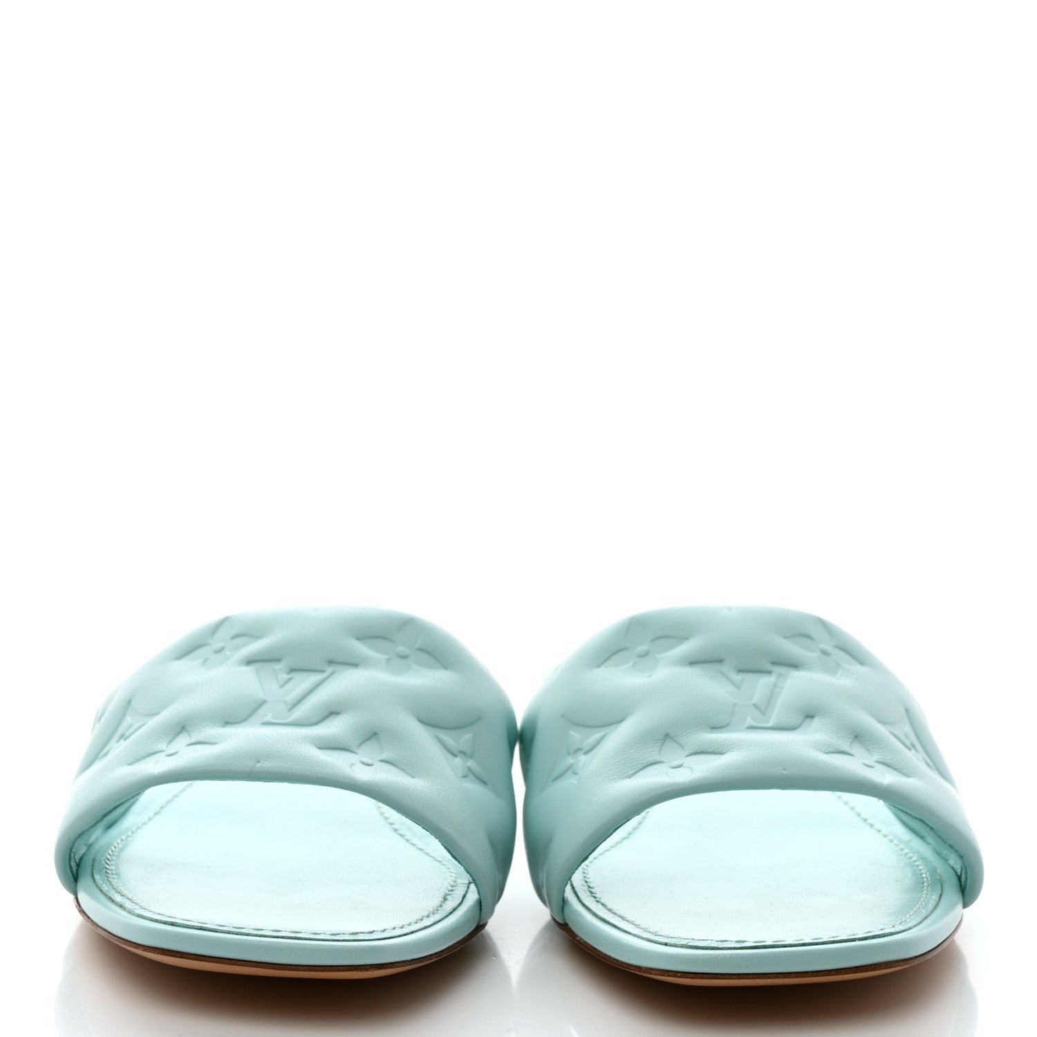 Louis Vuitton Revival Flat Mule Vert d'Eau Lambskin - 3-quarter view