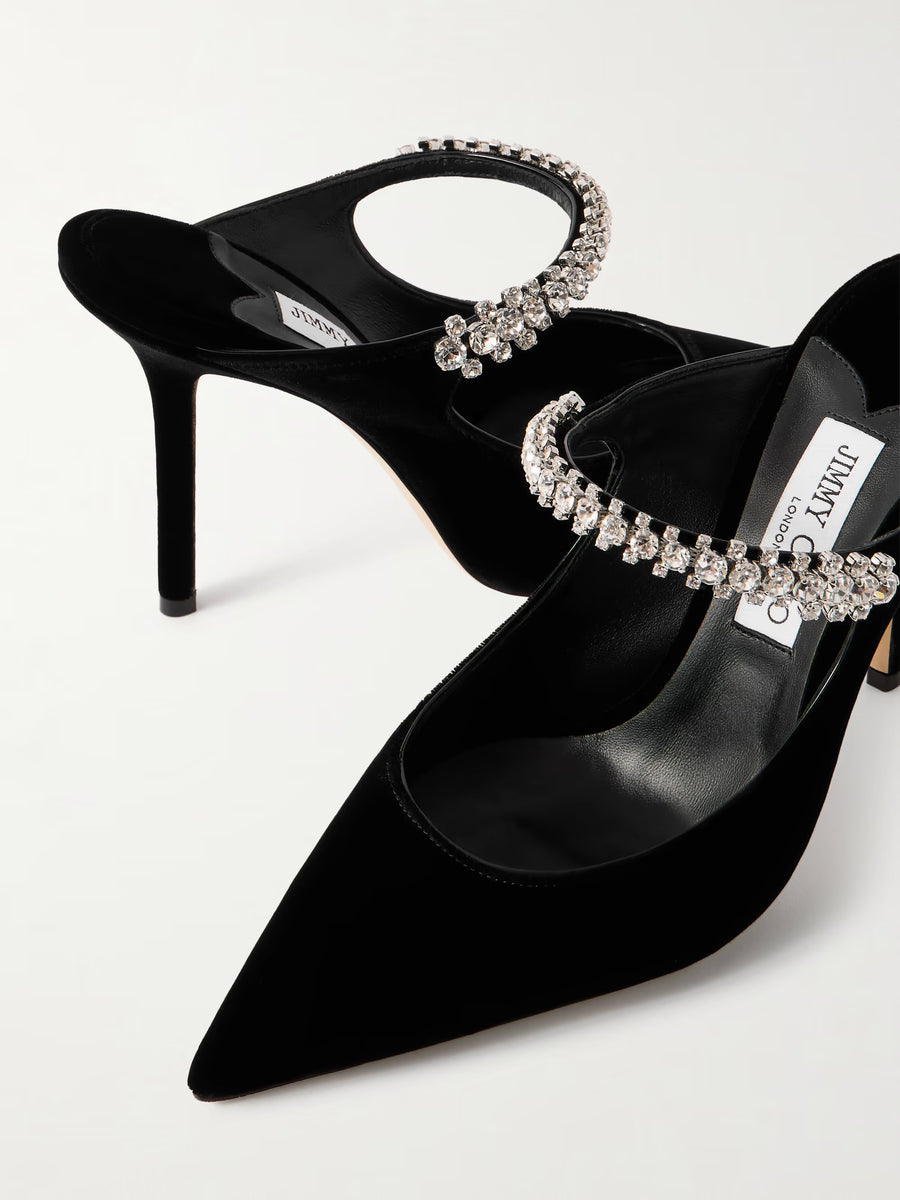 Jimmy Choo Bing 100 Crystal-Embellished Velvet Pumps