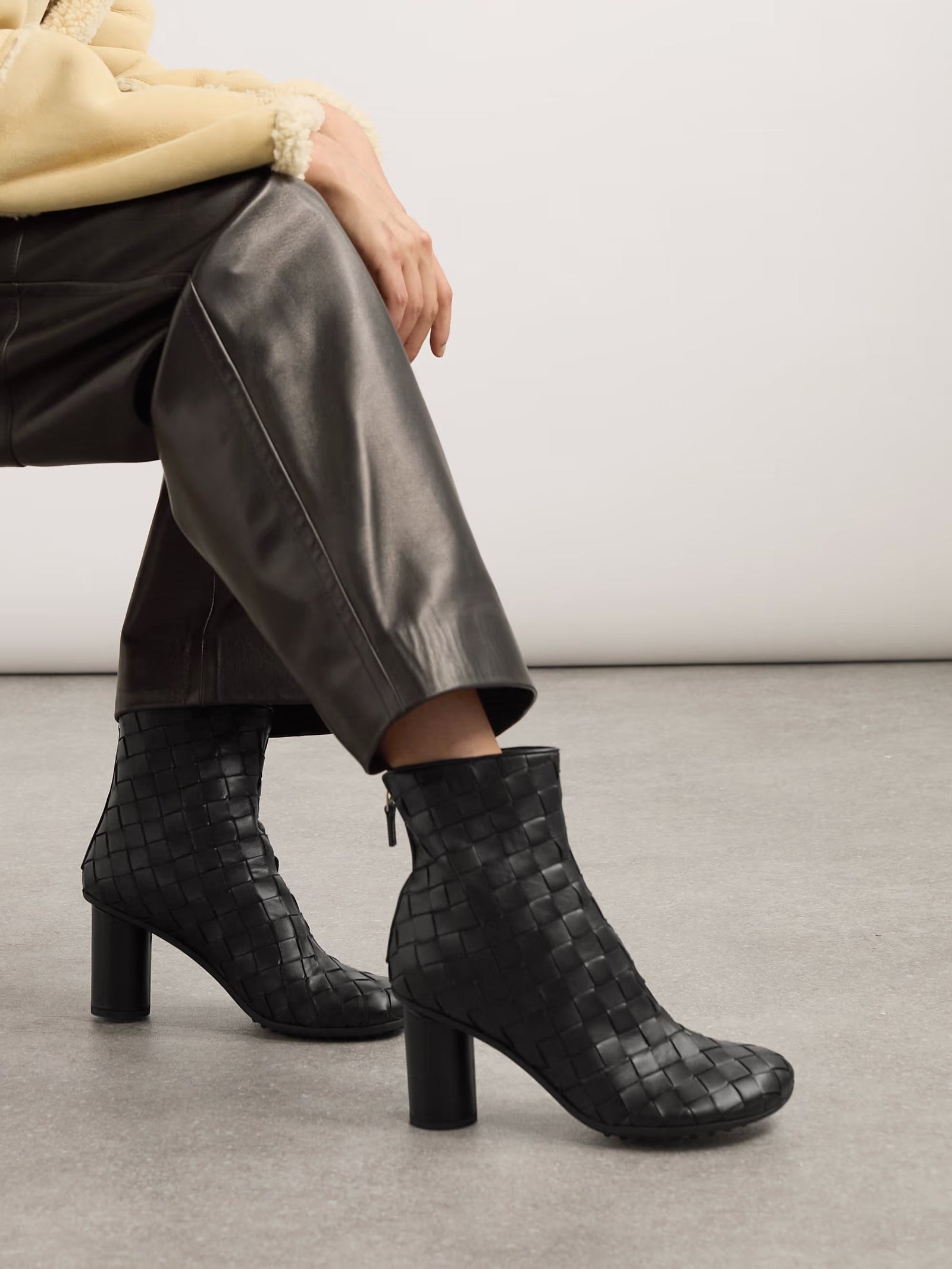 Bottega Veneta Atomic Intrecciato Leather Ankle Boots