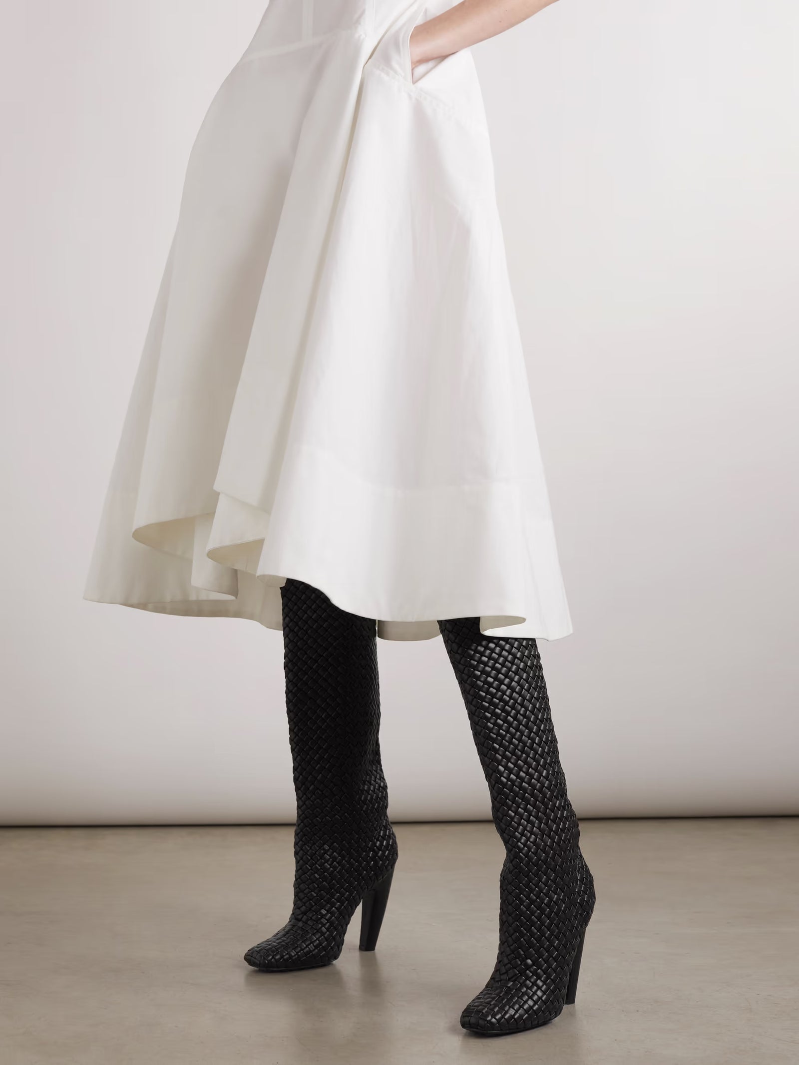 Bottega Veneta Intrecciato Leather Knee Boots