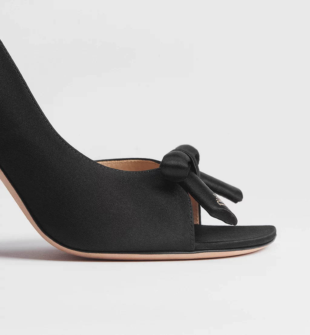 Dior Bow Heeled Slingback Sandal Black