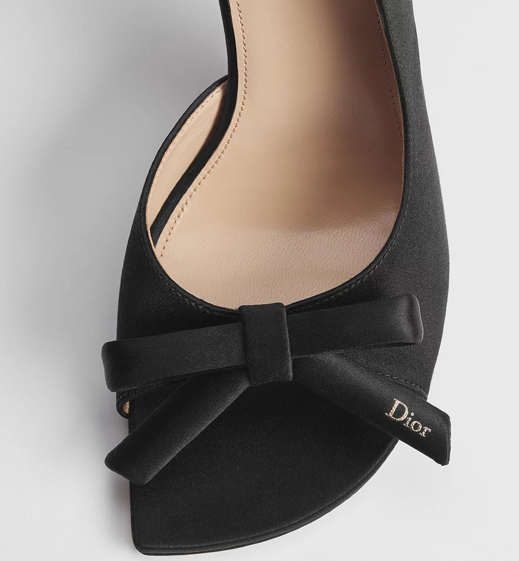 Dior Bow Heeled Slingback Sandal Black