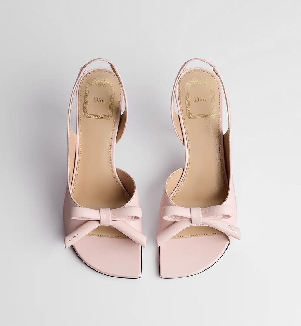 Dior Bow Heeled Slingback Sandal Pink