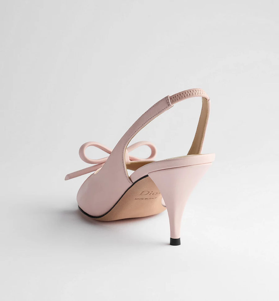 Dior Bow Heeled Slingback Sandal Pink