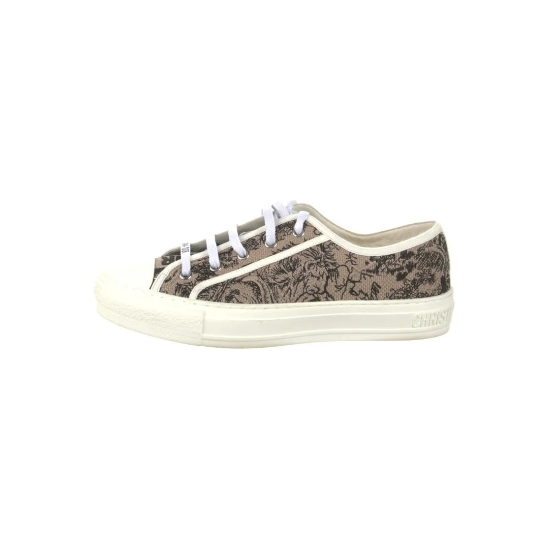 CHRISTIAN DIOR WALK'N'DIOR LOW TOP SNEAKERS BLACK CANVAS BROWN