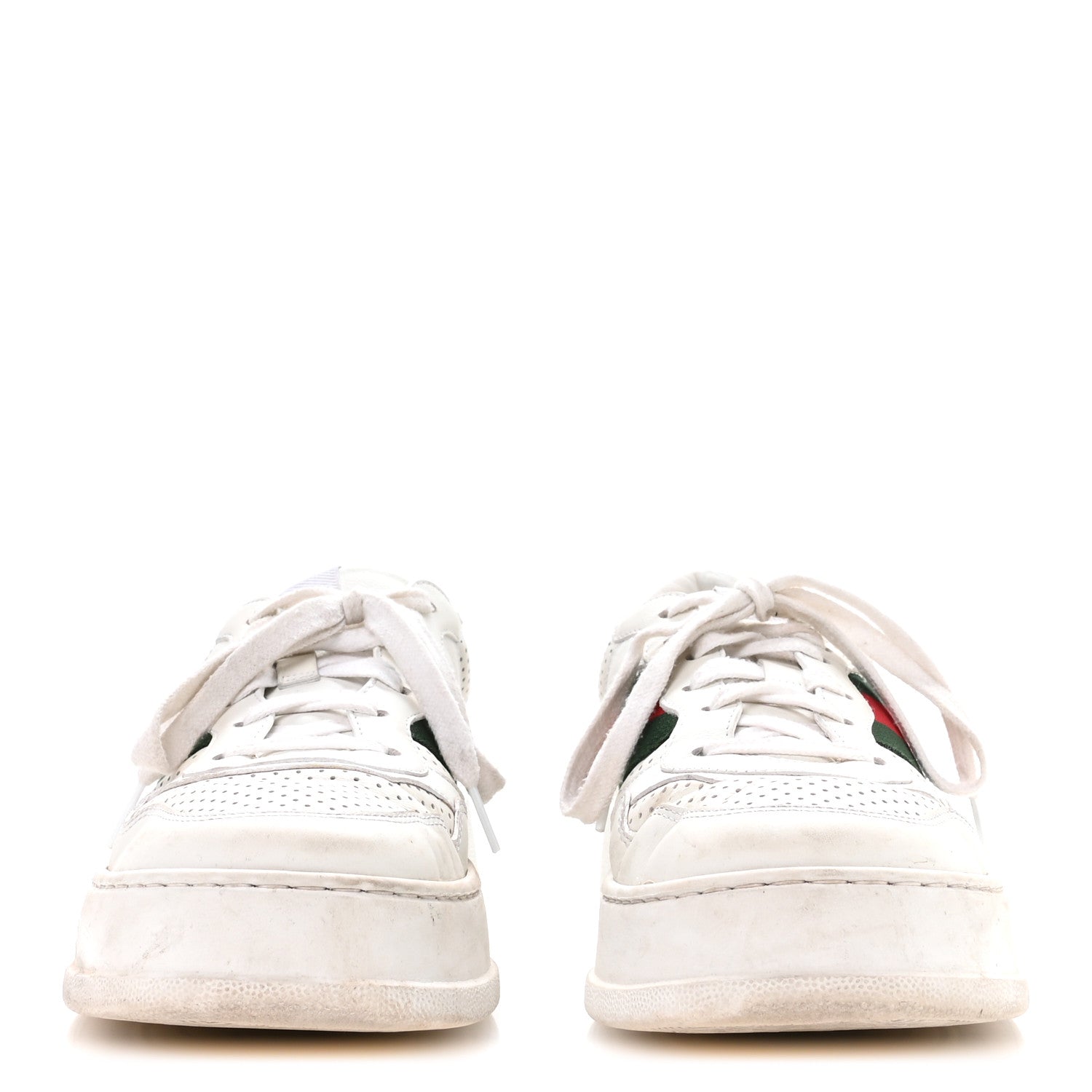 Gucci Calfskin Crocodile Web Ace Sneakers White Beige & GG Monogram