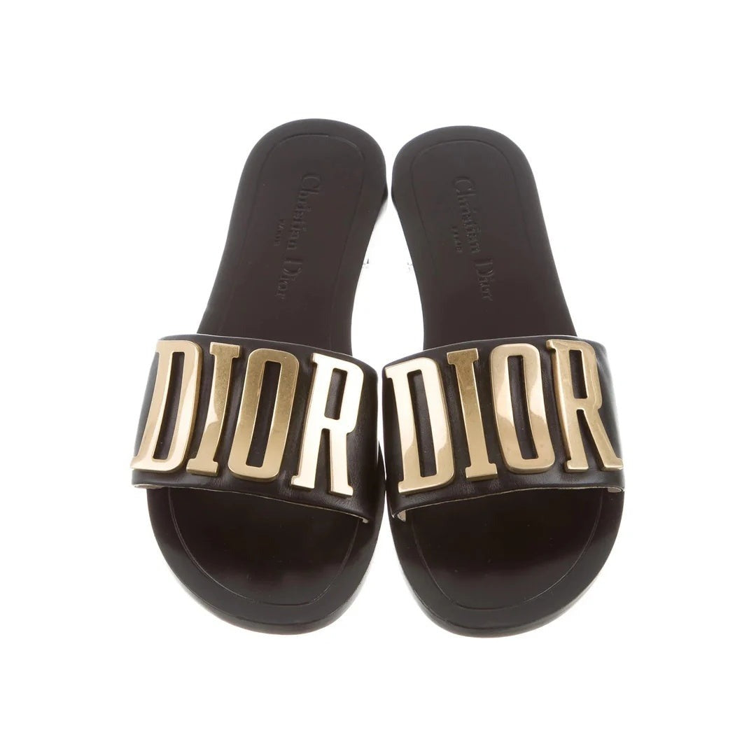CHRISTIAN DIOR EVOLUTION SLIDE SANDALS CAMOUFLAGE DEEP BLACK & GOLD