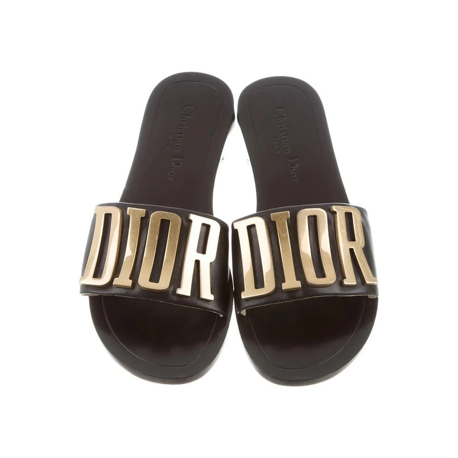 Christian Dior Evolution Slide Sandals Camouflage Deep Black & Gold
