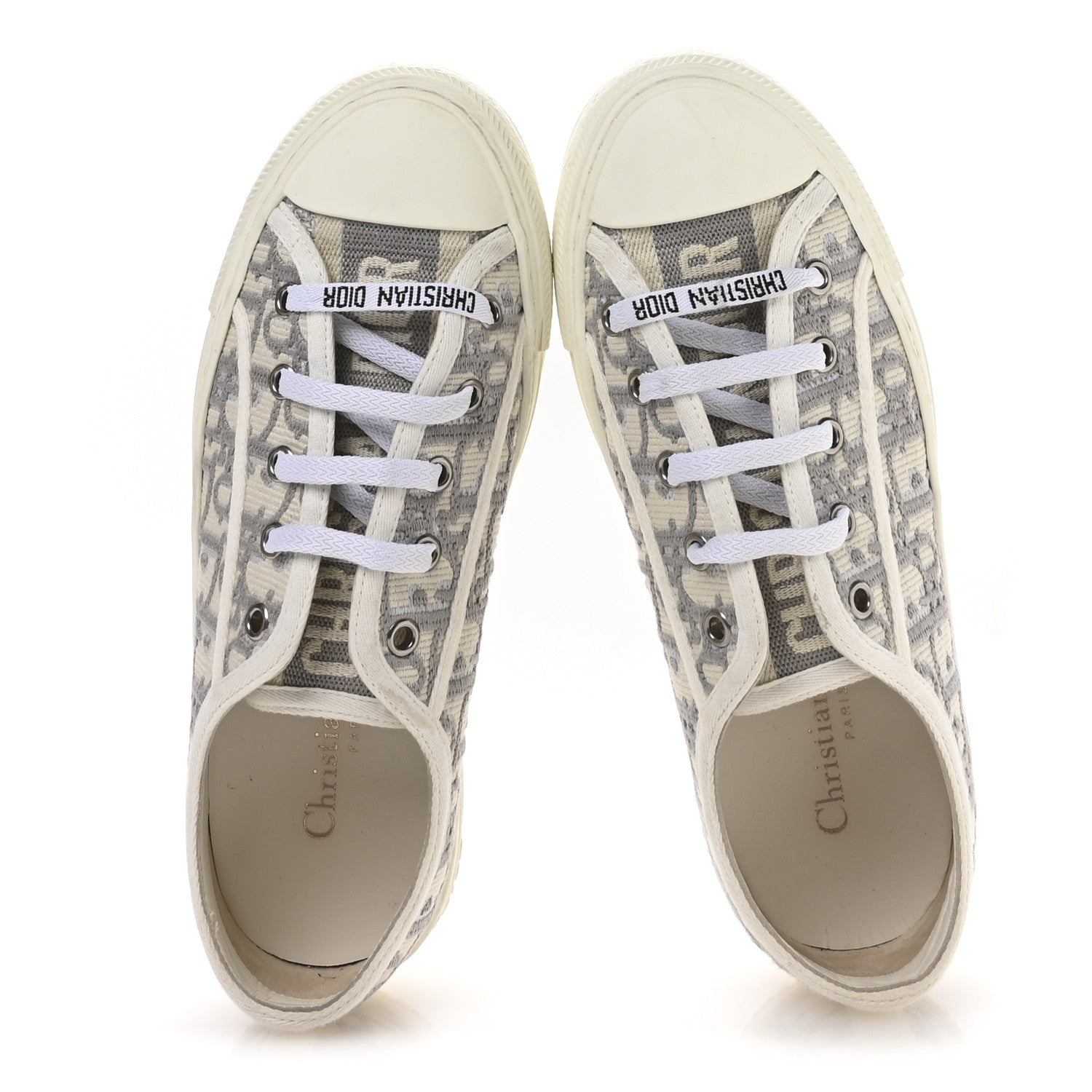 CHRISTIAN DIOR CANVAS OBLIQUE WALK'N'DIOR LOW TOP PLATFORM SNEAKER GREY STONE
