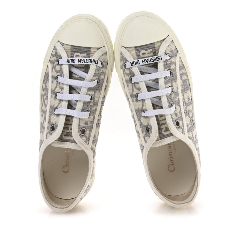Christian Dior Canvas Oblique Walk'n'Dior Low Top Platform Sneaker Grey Stone