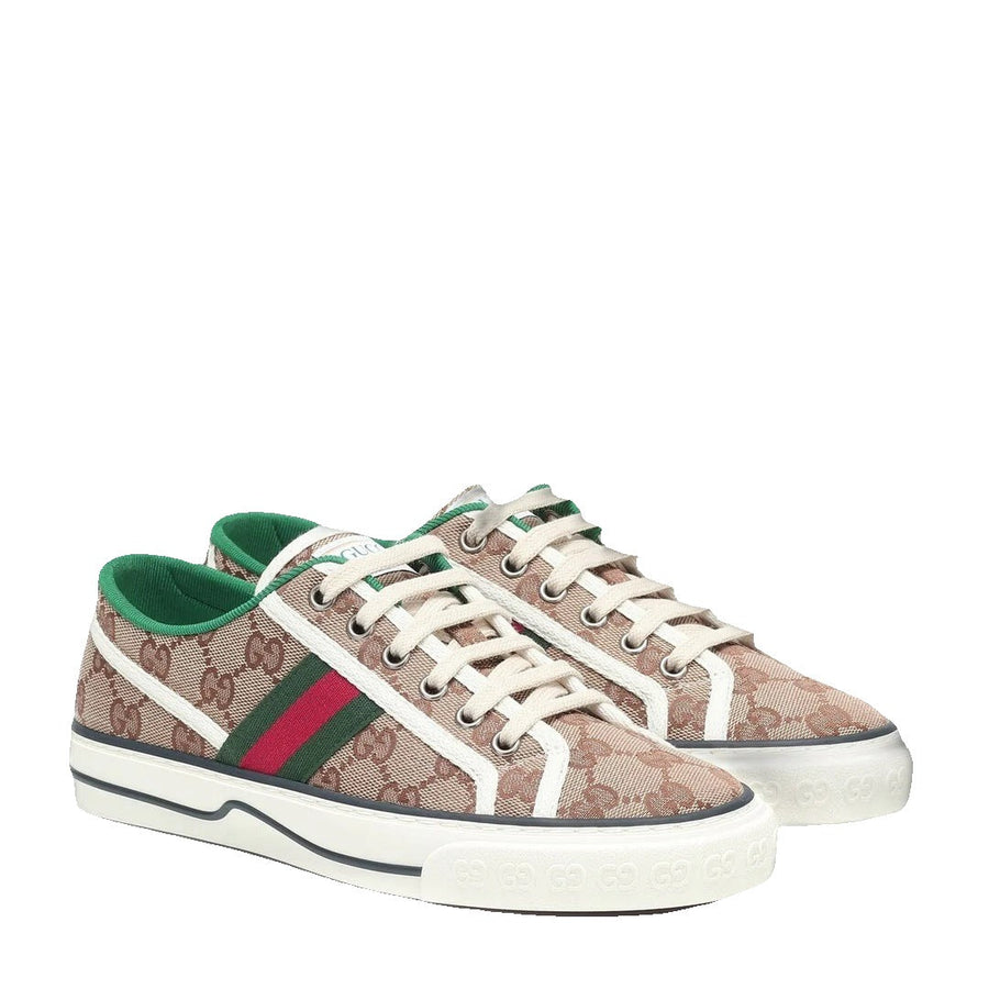 Gucci Canvas Web Tennis Sneakers Burro Mystic Beige & Brown GG