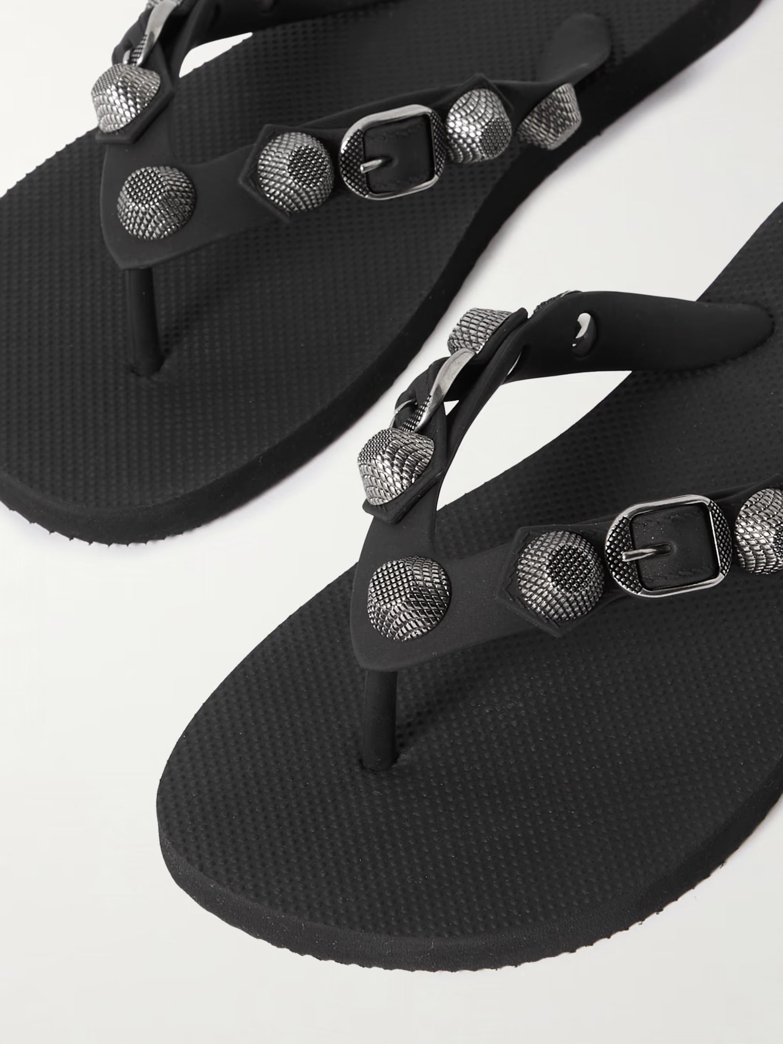 Balenciaga Cagole Embellished Rubber Flip Flops