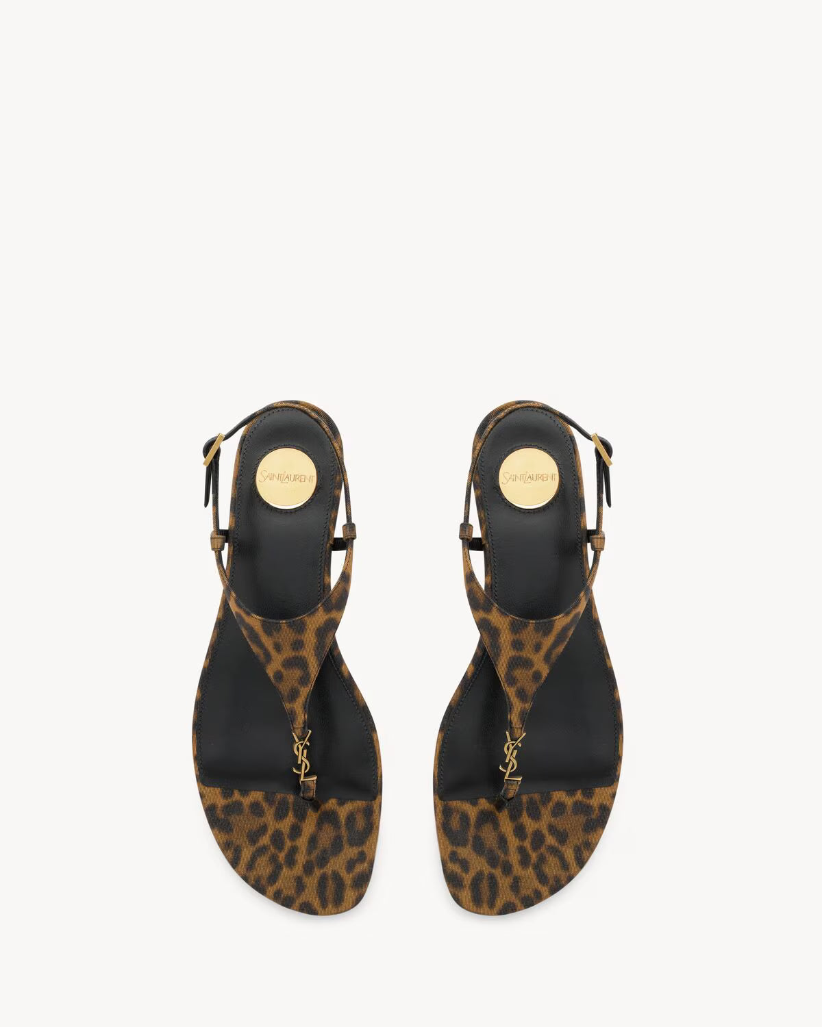 YSL Cassandra Sandals in Leopard Grossgrain