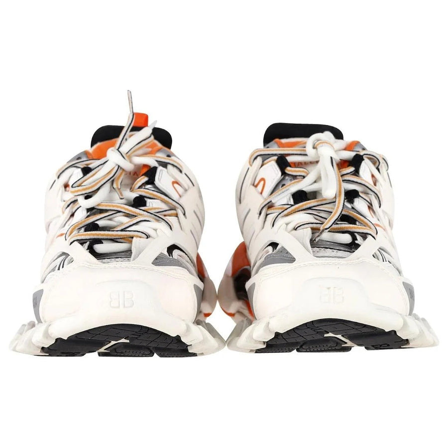 BALENCIAGA WHITE POLYURETHANE CHUNKY SNEAKERS WHITE & ORANGE