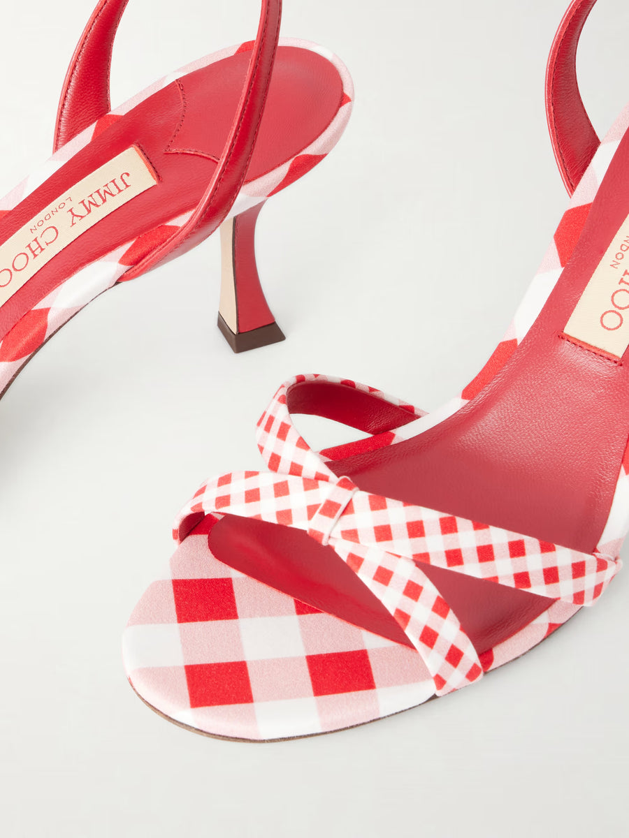 Jimmy Choo Elsy 70 Leather-Trimmed Twill Slingback Sandals