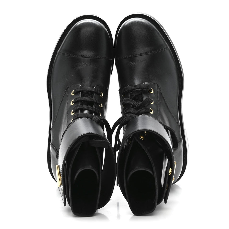 LOUIS VUITTON CALFSKIN WONDERLAND FLAT RANGER BOOTS BLACK