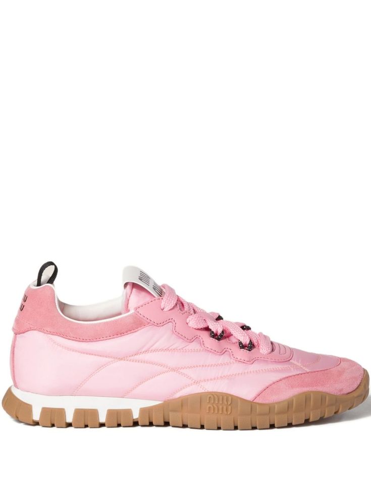 Miu Miu Wander Hairy Leather Sneakers Pink